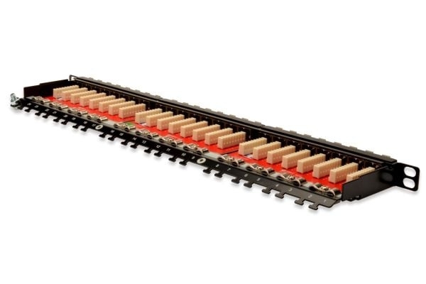 DIGITUS DN-91624S-SL-EA - Koblingspanel - CAT 6a - STP - RJ-45 X 24 - svart, RAL 9005 - 0.5U - 19"
