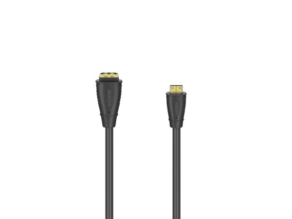 Hama - High Speed - HDMI-adapter - 19 pin mini HDMI Type C hann til HDMI hunn - 10 cm - skjermet - svart - 1080p-støtte