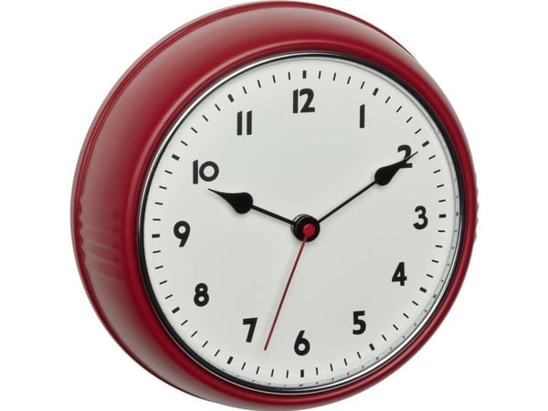 TFA-Dostmann 60.3541.05, Vegg, Mechanical clock, Sirkel, Rød, Metall, Plast, Retro