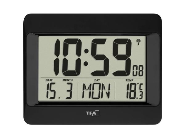 TFA-Dostmann 60.4519.01, Digital vekkerklokke, Rektangel, Sort, Plast, 12/24h, -10 - 50 °C