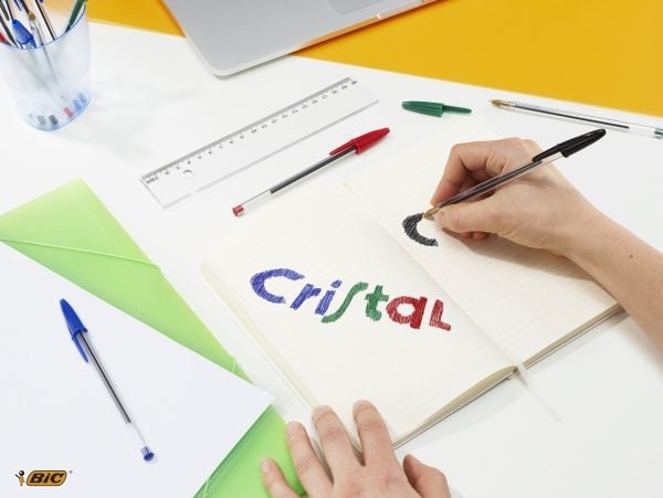 BIC Cristal Original, Klips, Uttrykkbar kulepenn med hengefeste, Gjenfyllbar, Sort, Blå, Grønn, Rød, 10 stykker, Medium