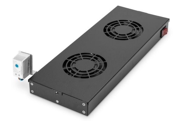 Digitus DN-19 FAN-2-HO-SW - Rack-viftesett - med termostat - svart - 19"