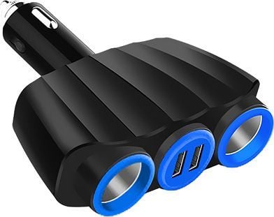 Grenadapter til sigarettenner VAKOSS TP-3268K 2 uttak + 2xUSB svart