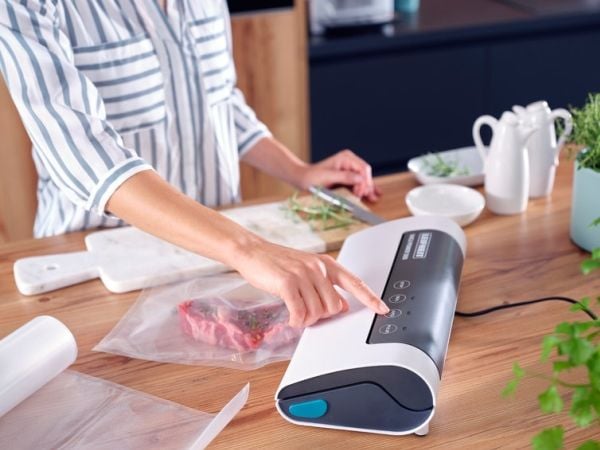Leifheit Vacu Power 300, Sort, Turkis, Hvit, 750 mbar, Vakuumforsegling, Plast, Berøringskontroll, 110 W