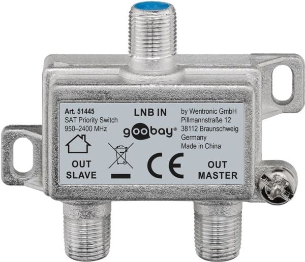 Goobay 51445, Kabelfordeler, 950 - 2400 Mhz, Sølv, Metall, Hunstik/Hunstik, 49,8 mm
