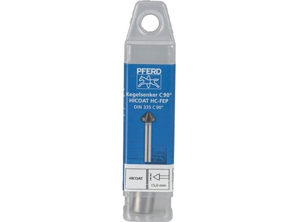 PFERD KES HSS DIN 335 C90° HC-FEP 15,0, Drill, Multi-verktøy, Stål, Støpejern, Ikke-jernholdig metall, Rustfritt stål, Aluminium, Høy-Hastighets St...