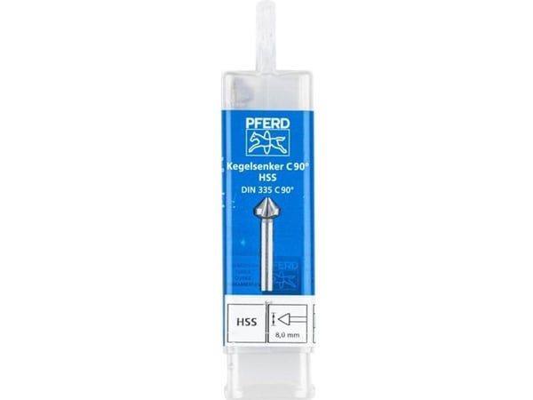 PFERD KES HSS DIN 335 C90° 8,0, Drill, Multi-verktøy, Stål, Støpejern, Ikke-jernholdig metall, Rustfritt stål, Aluminium, Høy-Hastighets Stål (HHS)