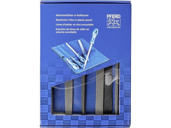 PFERD 11801533, Sats med filer, Klämmapp, Rund fil, Halvrund fil, Fyrkant, Aluminium, Stål, mässing, brons, Gjutjärn, Gjutstål, Zink, Koppar, 200 m...