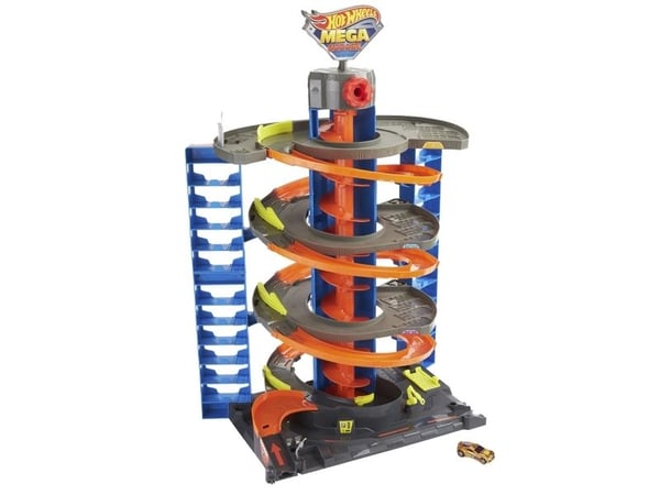 Hot Wheels City Mega Garage-lekesett med ett kjøretøy for barn fra 4 år og oppover, Kjøretøy og banesett, 4 år, Plast, Flerfarget
