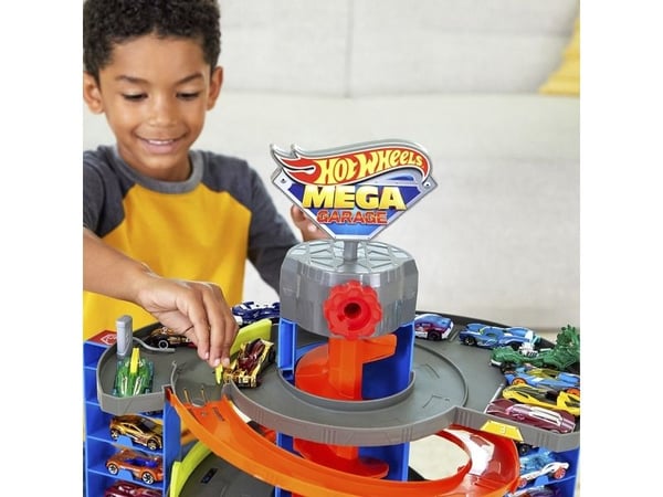 Hot Wheels City Mega Garage-lekesett med ett kjøretøy for barn fra 4 år og oppover, Kjøretøy og banesett, 4 år, Plast, Flerfarget