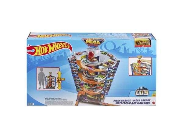 Hot Wheels City Mega Garage-lekesett med ett kjøretøy for barn fra 4 år og oppover, Kjøretøy og banesett, 4 år, Plast, Flerfarget