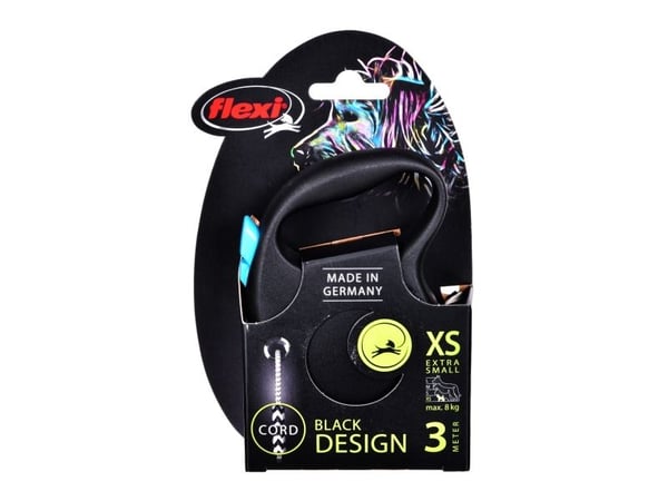 Flexi FLEXI sisäänvedettävä hihna Black Design XS, 3 m köysi, sininen väri