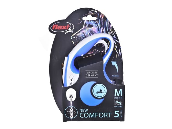 Flexi FLEXI New Comfort M hihna, 5 m kaapeli, sininen väri