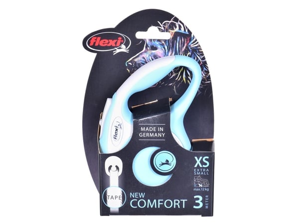 Flexi New Comfort XS Tape 3 m, Universell, Tilbaketrekkelig, Blå, Hvit, Teip, 12 kg, Monokromatisk