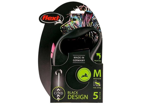 flexi Black Design M snor 5 m, 20 kg, pink