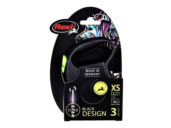 flexi Black Design XS snor 3 m, 8 kg, grøn