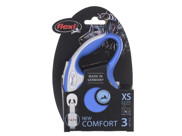 Flexi New Comfort XS Tape 3 m, Universell, Tilbaketrekkelig, Blå, Teip, 12 kg, Monokromatisk