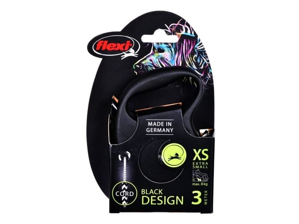 flexi Black Design XS snor 3 m, 8 kg, sort