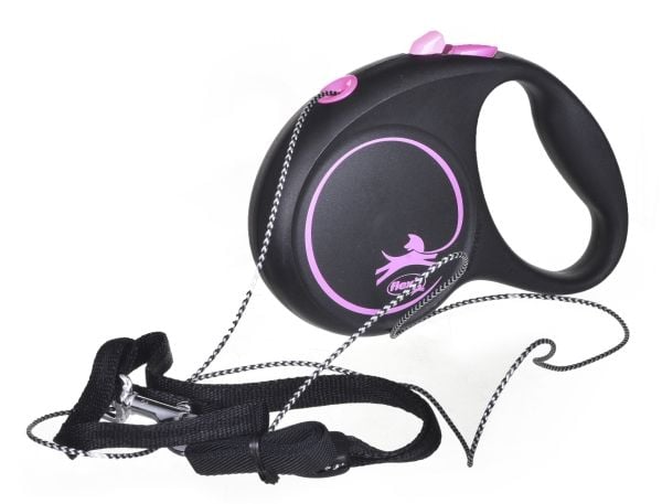 flexi Black Design S snor 5 m, 12 kg, pink