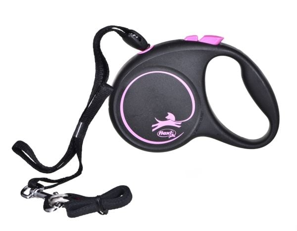 flexi Black Design S snor 5 m, 12 kg, pink
