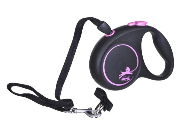 flexi Black Design S snor 5 m, 12 kg, pink