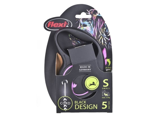 flexi Black Design S snor 5 m, 12 kg, pink