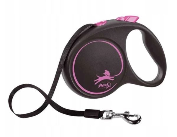 Flexi Automatic lanyard Black Design M, 5 m, Rosa