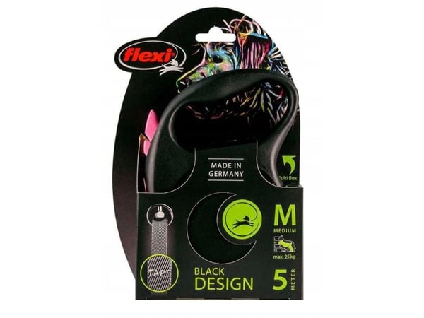 Flexi Automatic lanyard Black Design M, 5 m, Rosa