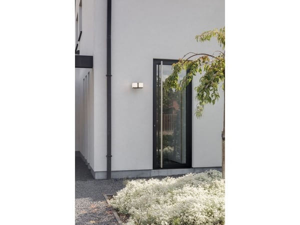 LUTEC CUBA, Väggbelysning för utomhusbruk, Grå, Gjuten aluminium, Polykarbonat, IP54, Fasad, I