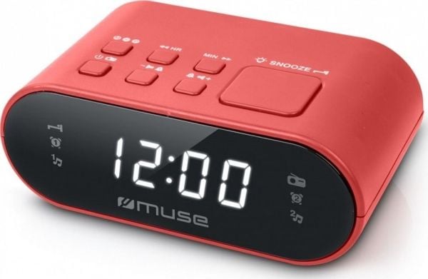 Muse M-10 RED, Digital vekkerklokke, Oval, Rød, 87,5 - 108 MHz, Radio/lydsignal, Knapper
