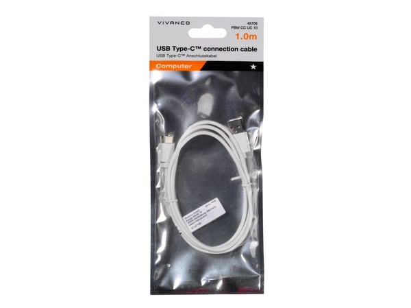 Vivanco PBW CC UC 10, 1 m, USB A, USB C, USB 2.0, Valkoinen