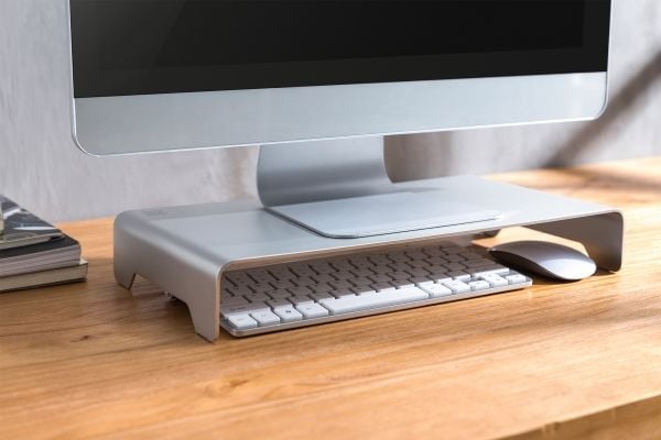 DIGITUS Ergonomic Monitor Riser - Stativ - for skjerm / notebook - aluminium - sølv - skjermstørrelse: 11"-32"