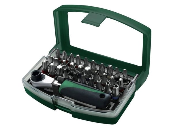 Brüder Mannesmann bitsats-boks, 32 deler, i plastboks av S2 spesialstål, mål: (B)106 x (D)72 x (H)44 mm, 1 stk (M29705)