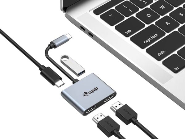 Equip 133484, USB 3.2 Gen 1 (3.1 Gen 1) Type-C, Sølv, 4K Ultra HD, 30 Hz, HDMI, Aluminium