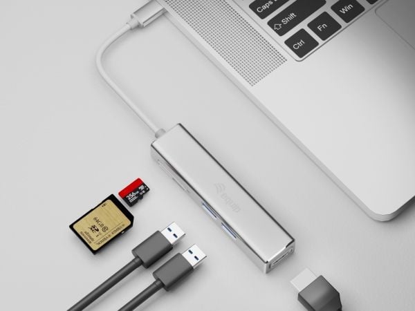 Equip 133480, USB 3.2 Gen 1 (3.1 Gen 1) Type-C, Sølv, MicroSD (TransFlash), MicroSDHC, SD, SDHC, 4K Ultra HD, 30 Hz, HDMI, USB 3.2 Gen 1 (3.1 Gen 1...