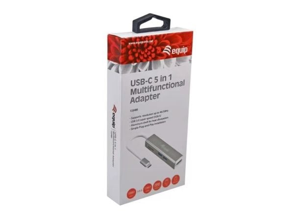 Equip 133480, USB 3.2 Gen 1 (3.1 Gen 1) Type-C, Sølv, MicroSD (TransFlash), MicroSDHC, SD, SDHC, 4K Ultra HD, 30 Hz, HDMI, USB 3.2 Gen 1 (3.1 Gen 1...