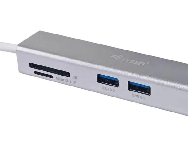 Equip 133480, USB 3.2 Gen 1 (3.1 Gen 1) Type-C, Sølv, MicroSD (TransFlash), MicroSDHC, SD, SDHC, 4K Ultra HD, 30 Hz, HDMI, USB 3.2 Gen 1 (3.1 Gen 1...