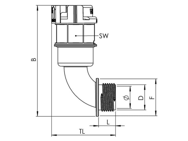 Wiska 10106979 EBF90-29-32-BK Musta M32 x 1,5 90° 25 kpl 25 kpl