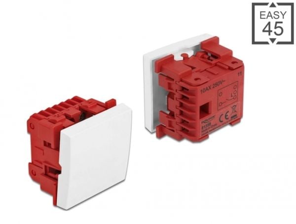 Delock - Easy 45 - trykknappbryter - 1 vippebryter - 10 A - AC 250 V - hvit, RAL 9003