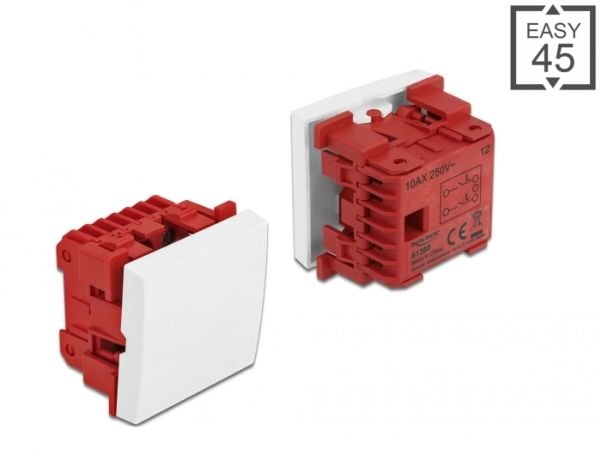 Delock - Easy 45 - trykknappbryter - 1 vippebryter - 10 A - AC 250 V - hvit, RAL 9003