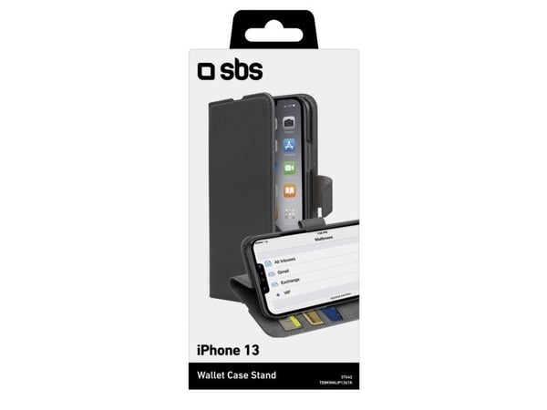 SBS TEBKWALIP1361K, Lommebok-etui, Apple, iPhone 13, 15,5 cm (6.1"), Svart