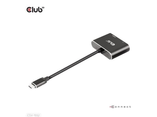 Club 3D - Video adapter - USB-C (hann) til HDMI, DisplayPort (hunn) - USB 3.2 Gen 2 / DisplayPort 1.4 - 20 cm - støtte for 4K 60 Hz (3840 x 2160)