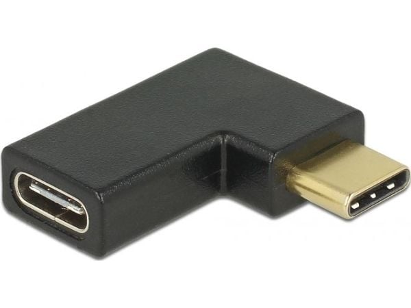 DeLOCK - USB-sovitin - USB-C (uros) - USB-C (naaras) vasen kulma - USB 3.1 Gen 2 - musta