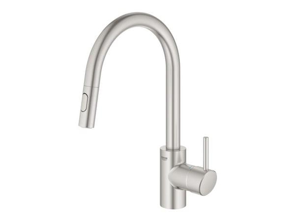 GROHE Concetto, Dra ut, Rustfritt stål, Kran-håndtak, Single/enkelt, Type U, Keramisk