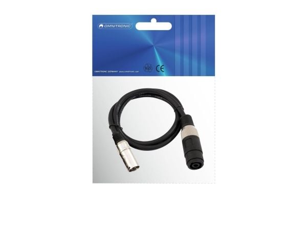 Omnitronic 30225590, Speakon, Hunkjønn, XLR (3-pin), Hankjønn, 1 m, Svart