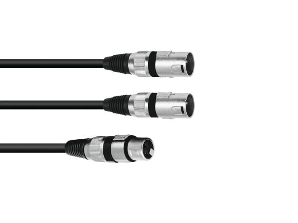 Omnitronic 30225206, XLR (3-pin), Hunkjønn, 2 x XLR (3-pin), Hankjønn, 3 m, Svart