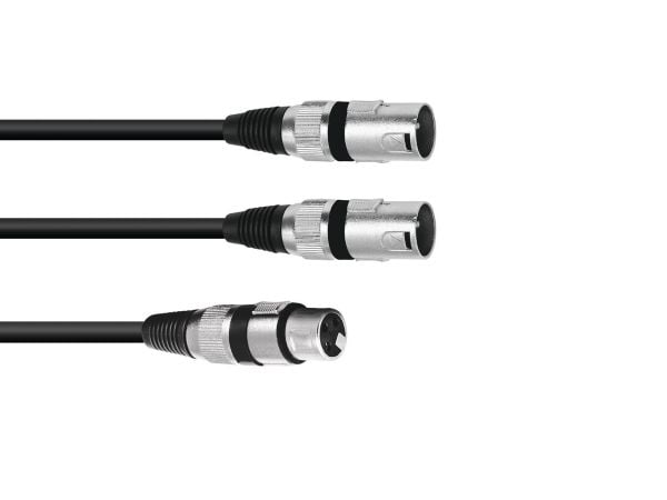 Omnitronic 30225205, XLR (3-pin), Hankjønn, 2 x XLR (3-pin), Hankjønn, 1,5 m, Svart