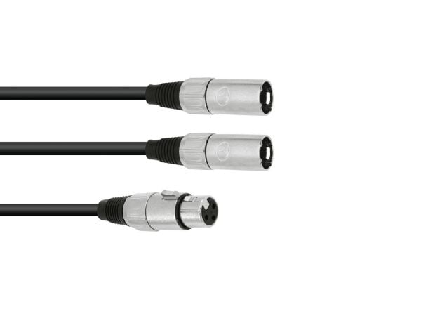Omnitronic 30225204, XLR (3-pin), Hunkjønn, 2 x XLR (3-pin), Hankjønn, 1 m, Svart