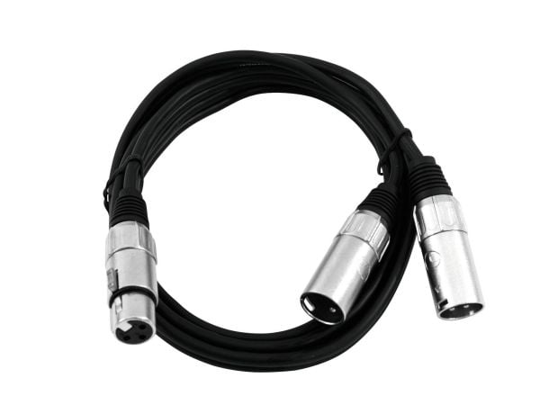 Omnitronic 30225204, XLR (3-pin), Hunkjønn, 2 x XLR (3-pin), Hankjønn, 1 m, Svart