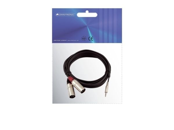 Omnitronic 30225157, 3.5mm, Hankjønn, 2 x XLR (3-pin), Hankjønn, 3 m, Svart